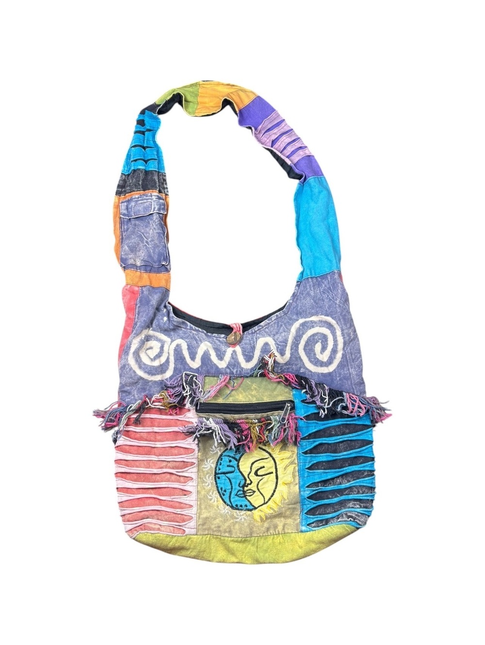 Boho Hippie Patchwork Y2K Crossbody Shoulder Bag Sun Moon